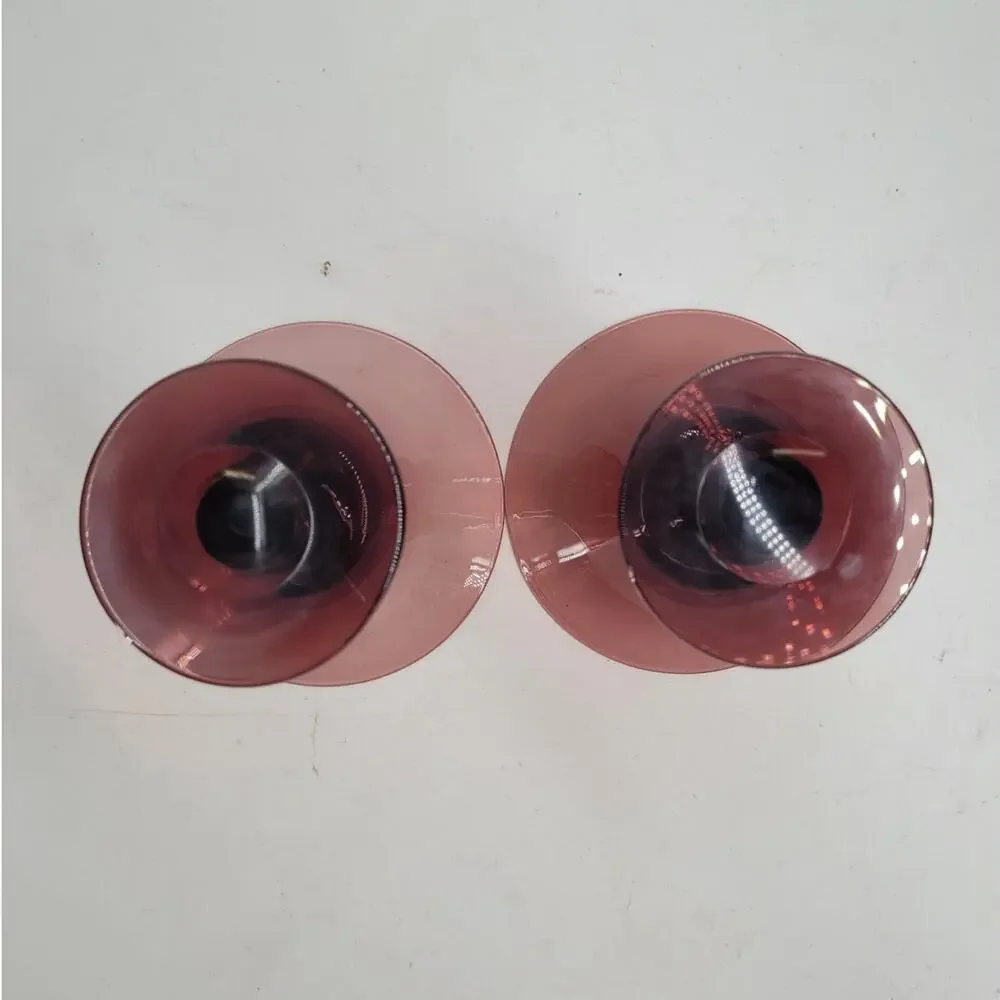 Vintage Empoli Amethyst Champagne‎ Glasses Purple Twisted Stem Pair whimsy 3-3